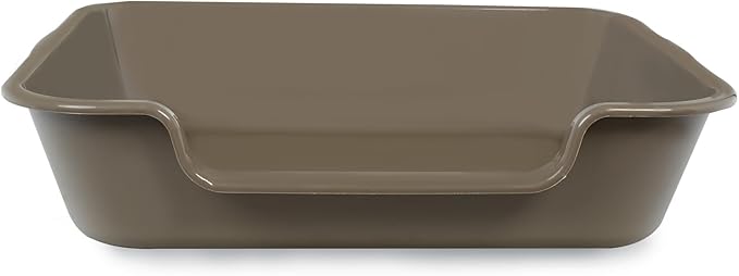 2 Pack of Extra Large Cat Litter Box (ABS Material), Low Entry Senior Litter Pen for Geriatric Kitty Big Cats, Jumbo Pet Safe Litter Boxes Tray for Pets Potty (Light Brown, 24" L x 20" W)-Mewly Pet