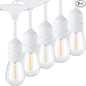 96FT(48×2) Outdoor String Lights, Commercial Grade Heavy Duty White Wire Patio Light with Dimmable S14 Shatterproof LED Bulbs, Linkable Waterproof Bistro Lights for Outside Deck Backyard Cafe Market
