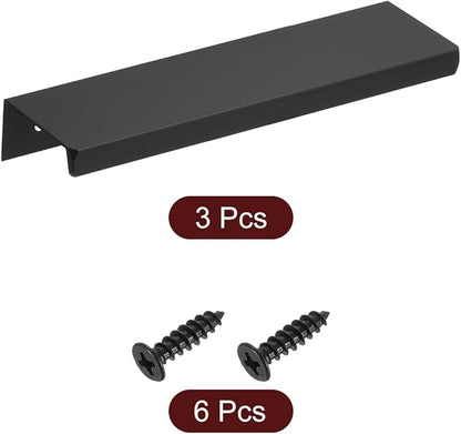 uxcell Cabinet Finger Edge Pull, 3pcs 120mm / 4.72" Aluminum Alloy Back Mount Hidden Cabinet Pulls Concealed Handle for Home Kitchen Drawer Cabinet, Black