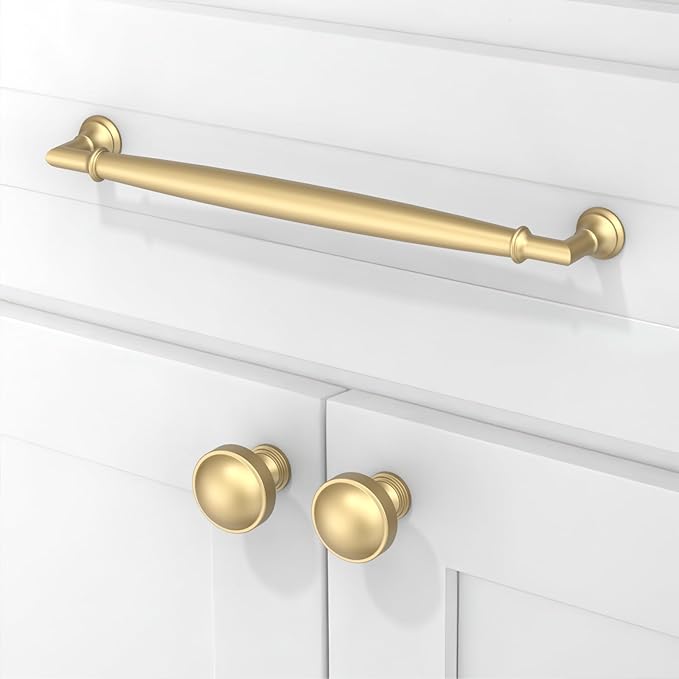 10 Pack Brushed Gold Cabinet Pulls 10 Inch(254mm) Kitchen Cabinet Handles Solid Zinc Alloy Cabinet Hardware Drawer Pulls