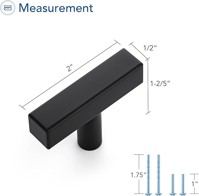 Ravinte Black Cabinet Handles 10 Pack Matte Black Square Cabinet Pulls Kitchen Hardware 2 inch Overall Length Kitchen Drawer Pulls
