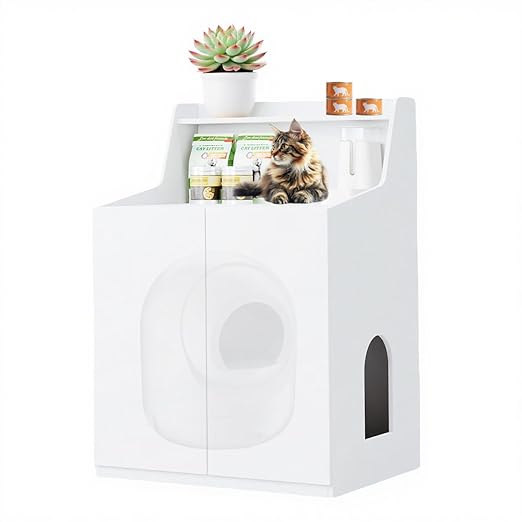 Large Cat Litter Box Enclosures,Litter Robot Enclosure,Hidden Litter Box Furniture,Hidden Cat Washroom Furniture with Door,Kitty Litter Box Furniture with Hidden Storage As Sideboard Cabinet-Mewly Pet