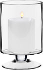 CYS EXCEL Glass Hurricane Pillar Candle Holder (H:8" W:4.75") | Multiple Size Choices Short Stem Candle Centerpieces | Stemmed Glass Cylinder Candle Vase
