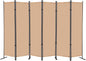 RANTILA 6 Panel Room Divider, 6 FT Folding Privacy Screen with Wide Feet, Freestanding Partition for Room Separation, Portable Room Divider Panel, 133" W x 71" H, Beige