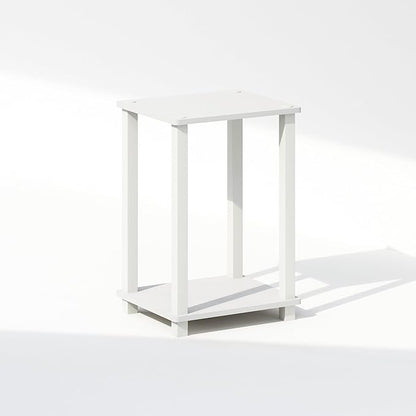 Furinno Simplistic Night Stand, 2-Tier Small Nightstand with Open Shelf, Toolless Assembly Bedside Table, End Table, Side Table, for Bedroom, Living Room, White