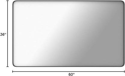LOAAO Black Metal Framed Bathroom Mirror for Wall, Large 60X36 Inch Rounded Rectangle Mirror, Matte Black Bathroom Vanity Mirror Farmhouse, Anti-Rust, Tempered Glass, Hangs Horizontally or Vertically