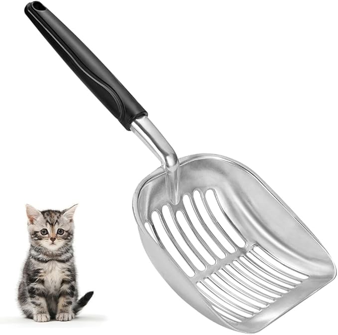 Cat Litter Scoop - Sturdy Mesh Scooper,Long Handle Cat Scooper,Aluminum Alloy Sifter Metal Scoop,Poop Sifting,Mesh shovel,Suitable for Cat Litter Box,Christmas GiftSuitable for Cat Litter Box-Mewly Pet