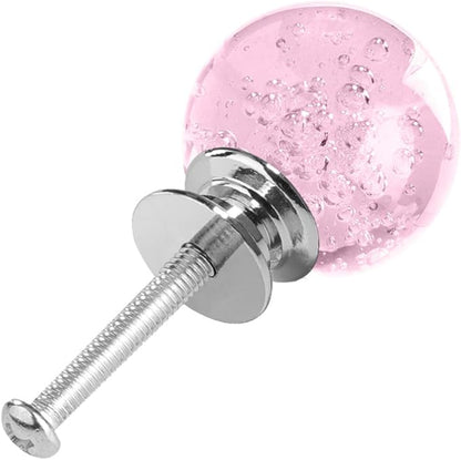 12 Pcs 30mm Round Shape Bubble Crystal Glass Cabinet Knobs with Screws Drawer Knob Pull Handle Used for Kitchen, Dresser, Door, Cupboard (Pink)