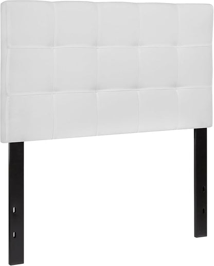 Flash Furniture Bedford Box Stitch Tufted Upholstered Twin Size Headboard in White Fabric