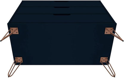 Manhattan Comfort Rockefeller 3 Drawer Dresser for Bedroom Storage, Closet, Living Room, Entryway, TV Stand for Screens up to 32 Inches, Anti-Tip Kit Included, Set of 1, Midnight Blue