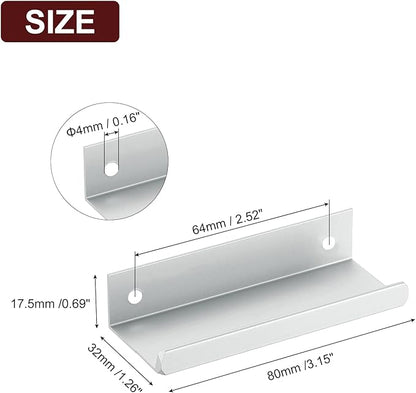 uxcell Cabinet Finger Edge Pull, 5pcs 80mm / 3.15" Aluminum Alloy Back Mount Hidden Cabinet Pulls Concealed Handle for Home Kitchen Drawer Cabinet, Silver
