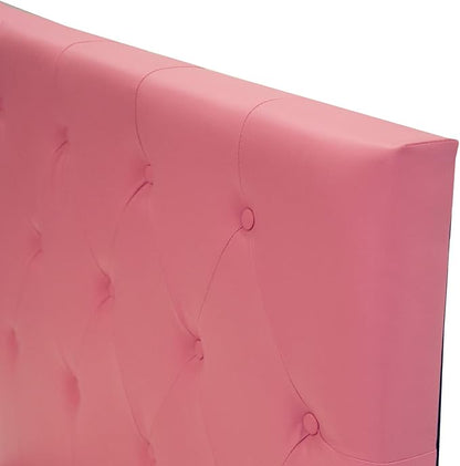 Poundex PU Upholstered Platform Bed, Twin, Pink