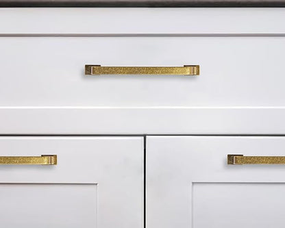 Khtumeware 10 Pack 8 Inch Brushed Brass Cabinet Handles & Pulls - Gold Drawer Hardware