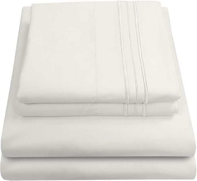 Queen Size Bed Sheets - Breathable Luxury Sheets with Full Elastic & Secure Corner Straps Built In - 1800 Supreme Collection Extra Soft Deep Pocket Bedding Set, Sheet Set, Queen, Ivory