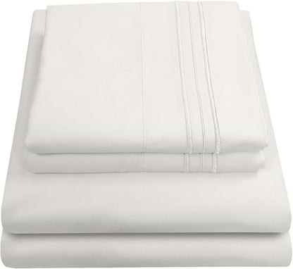 Queen Size Bed Sheets - Breathable Luxury Sheets with Full Elastic & Secure Corner Straps Built In - 1800 Supreme Collection Extra Soft Deep Pocket Bedding Set, Sheet Set, Queen, Ivory