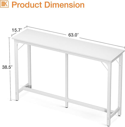 ODK 63 inch Bar Table, Bar Height Pub Table, Counter Height Bar Table, Rectangular High Top Kitchen & Dining Counter Tables with Sturdy Legs & Easy-to-Clean Top, Indoor use, White