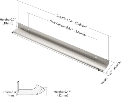 Ravinte Hardware 30 Pack Silver Cabinet Handles, 11.8 Inch (300mm) Finger Edge Pulls, 8.8 Inch Hole Center, Finger Pulls for Cabinets