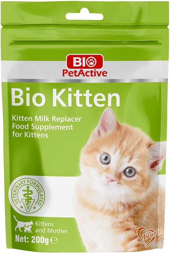 Bio Pet Active Kitten Milk Replacer - Easy-to-Digest Milk Powder with Vitamins, Minerals and Taurine for Kittens and Mothers, 7.05 oz-Mewly Pet