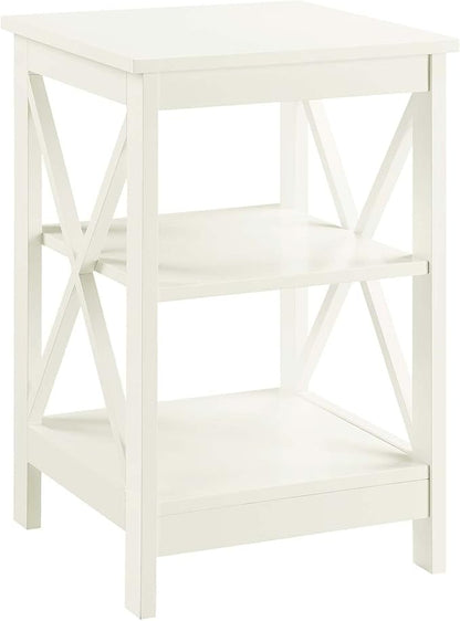 Convenience Concepts Oxford End Table 15.75" - Modern Living Room Table with Storage Shelves, Transitional Nightstand Side Table for Home Decor and Display, Ivory