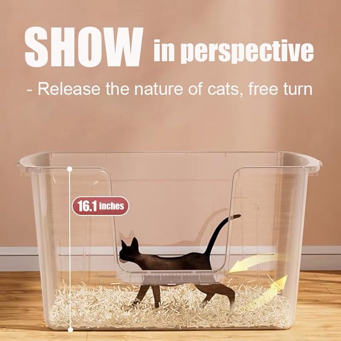 Vealind Extra Large Litter Boxes for Big Cats 31''×21''×16'', XXL Litter Boxes for Big Cats or Multiple Cats, Jumbo High Sided Litter Pan, Leak-Proof & Anti-Splashing, Easy Clean & Durable (Yellow)-Mewly Pet