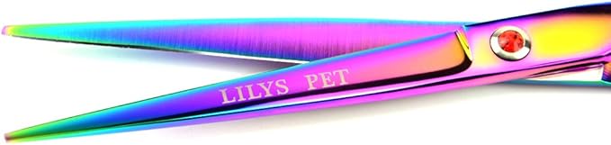 LILYS PET Professional PET Grooming scissors Kit,Coated Titanium,Sharp and Strong Stainless Steel Blade for Dogs Cats Hair Cutting,3 Pieces of Scissors with a Comb and a Case (7.0 inches, Rainbow)-Mewly Pet