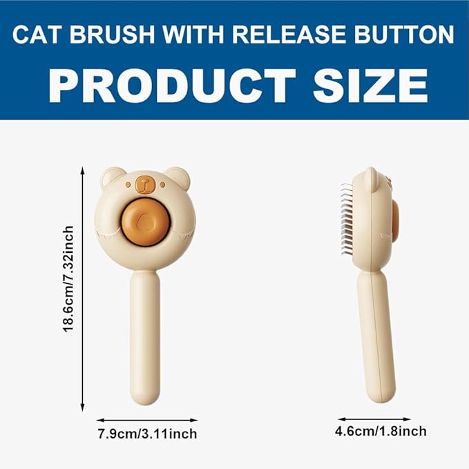 Cat Brush for Short or Long Haired Cats Dogs Rabbits, Cute Dog Brushes with Release Button for Massage and Removes Loose Fur, Dog Hair Brush Kitten Grooming Deshedding Comb-Mewly Pet