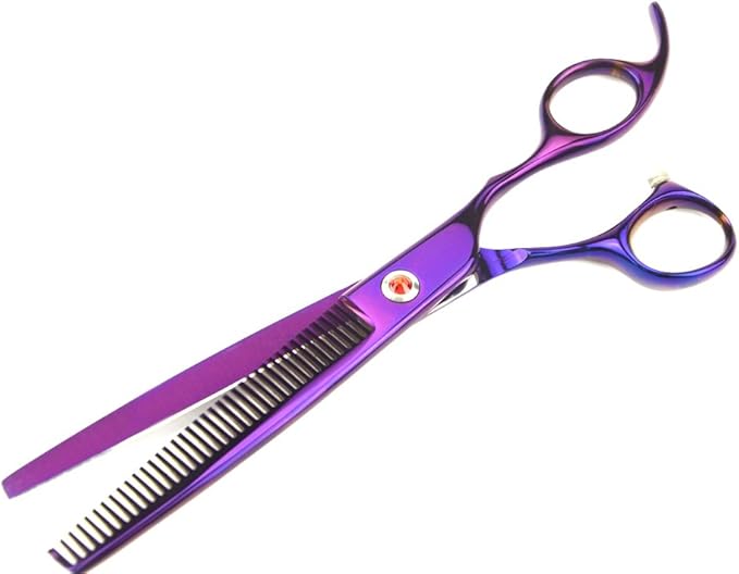 LILYS PET Professional PET Grooming Scissors Kit,Coated Titanium,Sharp and Strong Stainless Steel Blade for Dogs Cats Hair Cutting,3 Pieces of Scissors with a Comb and a Case (8.0 inches, Purple)-Mewly Pet