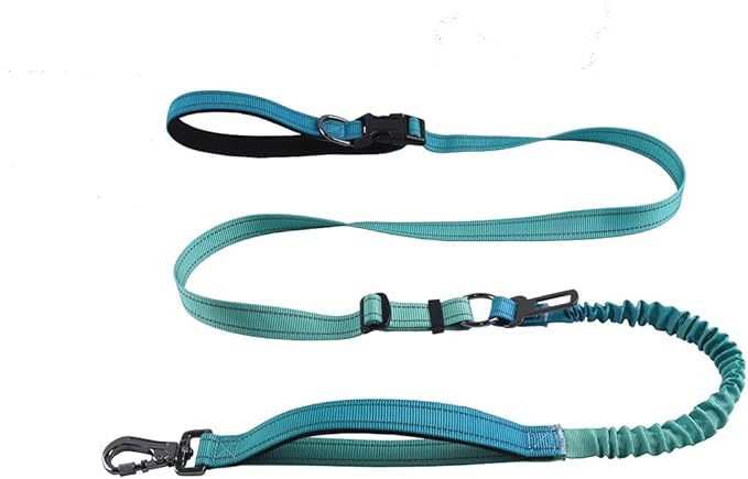 Hands Free Dog Leash for Large Medium Dogs Heavy Duty Bungee Reflective Adjustable Waist Leashes for Walking Running with Car Buckle 4-6FT (Green)-Mewly Pet
