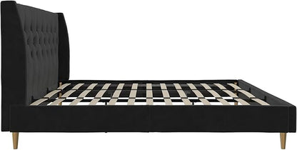 Novogratz The Her Majesty Upholstered Bed, King, Black Velvet