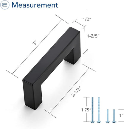 Ravinte 5 Pack Squre Cabinet Pulls 2-1/2 Inch Black Kitchen Cabinet Handles Matte Black Kitchen Hardware for Cabinet Black Drawer Pulls Black Square Cabinet Pulls Drawer Handles Come with Screwdriver