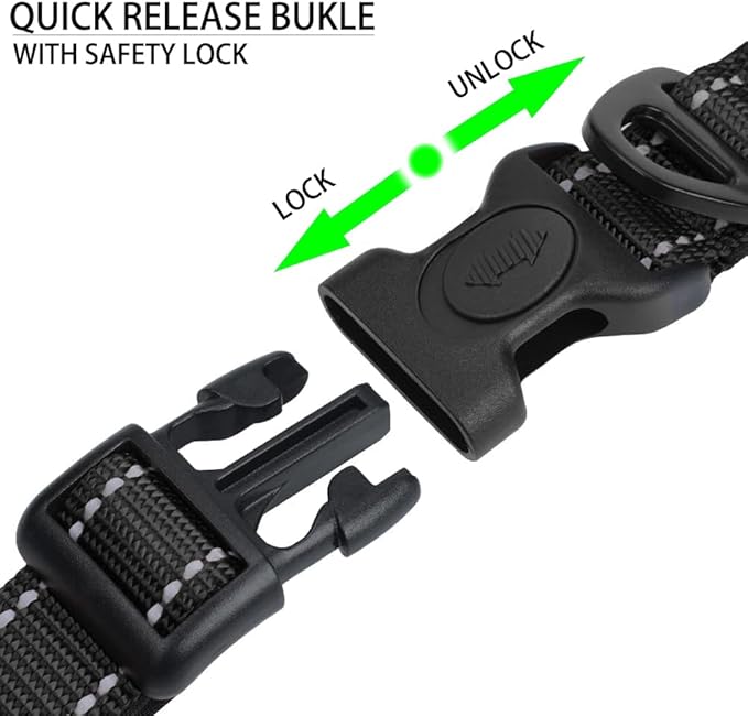 JSXD AirTag Dog Collar, Night Reflective Nylon Dog Collar for Small Medium Large Dogs,Lockable Quick Release Buckle,Padded Breathable Pet Collar with AirTag Holder (Black, Small)-Mewly Pet