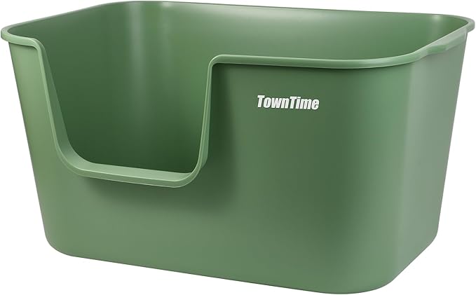 Extra Large Litter Box with High Sides 24.60" Lx16.92 Wx12.99 H,Anti-Splashing Kitty Litter Box,Tool-Free Assembly,Multi cat Litter Box,Jumbo Litter Box (Green)-Mewly Pet