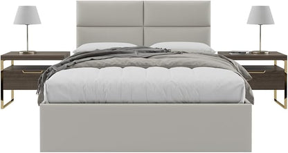 Vänt Upholstered Wall Panels - Queen/Full Size Wall Mounted Headboards - Zigrino Leather Oyster – Panel Size 30” Wide x 11.5” High - Pack of 4 Panels
