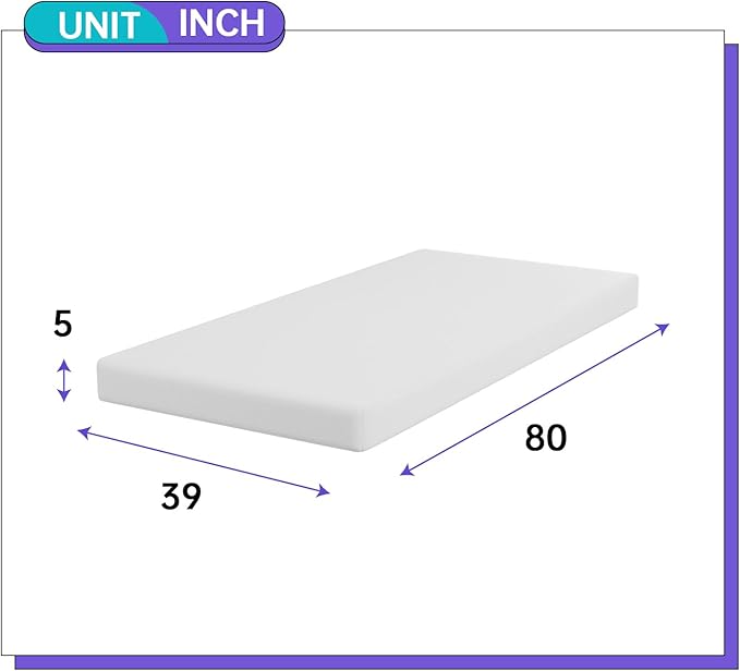 PayLessHere 5 Inch Twin XL Gel Memory Foam Mattress Fiberglass Free/CertiPUR-US Certified/Bed-in-a-Box/Cool Sleep & Comfy Support