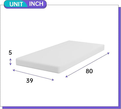 PayLessHere 5 Inch Twin XL Gel Memory Foam Mattress Fiberglass Free/CertiPUR-US Certified/Bed-in-a-Box/Cool Sleep & Comfy Support