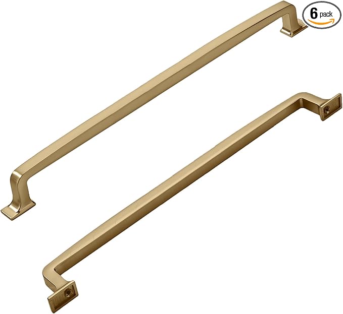 Khtumeware 6 Pack 10 Inch Cabinet Handles - Brushed Brass & Gold Drawer Pulls for Kitchen Cabinets