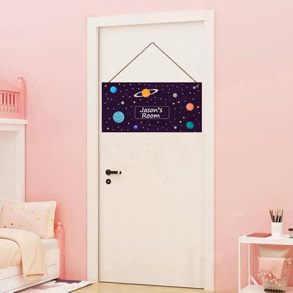 Personalized Sign Stars Sign, Outer Space Theme Wall Art Decor Custom Name Door Plate for Kids Room Nursery Planet Door Art Décor For Girls Boys Room Little Man Cave