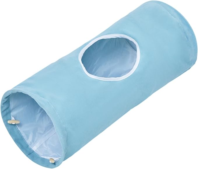Cat Tunnel, Large Indoor Durable Collapsible Interactive Cat Tube with Peek-A-Boo Hole, Hanging Toys, and Crinkly Paper Lining - Cute Tunnel for Cats, Kittens, Puppies & Rabbits, Purple-Mewly Pet