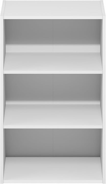 Furinno Basic Book Shelf, 3-Tier Bookshelf, Cube Storage Organizer Bookcase with Open Shelf, 11 x 17 x 26, for Living Room, Bedroom, Home Office, White