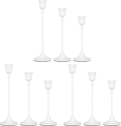 Candlestick Holders White, 9 Packs Taper Candle Holder for Candlesticks, Candle Sticks Holder Decor for Home Decor