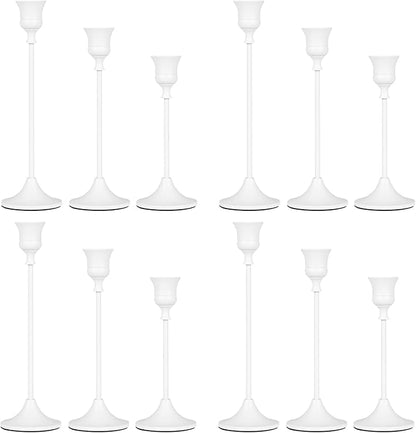 Candlestick Holders White, 12 Packs Taper Candle Holder for Candlesticks, Candle Sticks Holder Decor for Home Decor