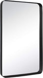 TEHOME 24x36 Matt Black Metal Framed Bathroom Mirror for Wall in Stainless Steel Matte Black Rounded Rectangular Bathroom Vanity Mirrors Wall Mounted