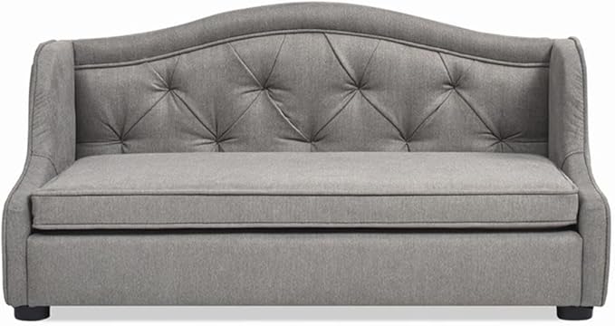 Pemberly Row 35" Tufted Wingback Pet Sofa Bed Medium Uptown Gray-Mewly Pet