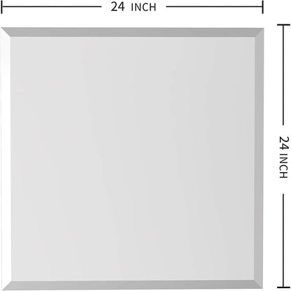 KOHROS Vanity Mirror Frameless Square Mirror, 24" x 24" Bathroom Wall Mirror w/Pencil Polished Edge, Anti-Rust, Tempered Glass, Hangs Horizontally or Vertically