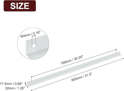 uxcell Cabinet Finger Edge Pull, 3pcs 800mm / 31.5" Aluminum Alloy Back Mount Hidden Cabinet Pulls Concealed Handle for Home Kitchen Drawer Cabinet, White