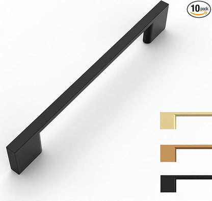 10 Pack Matte Black Cabinet Pulls 6.25 Inch Cabinet Handles Kitchen Cabinet Hardware Kitchen Handles for Cabinets Black Dresser Pulls Drawer Handle