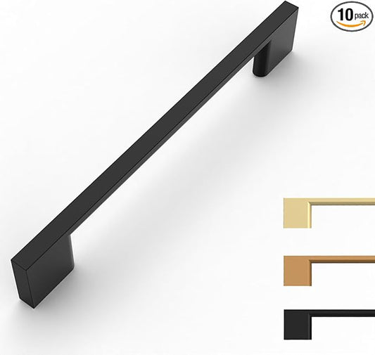 10 Pack Matte Black Cabinet Pulls 6.25 Inch Cabinet Handles Kitchen Cabinet Hardware Kitchen Handles for Cabinets Black Dresser Pulls Drawer Handle