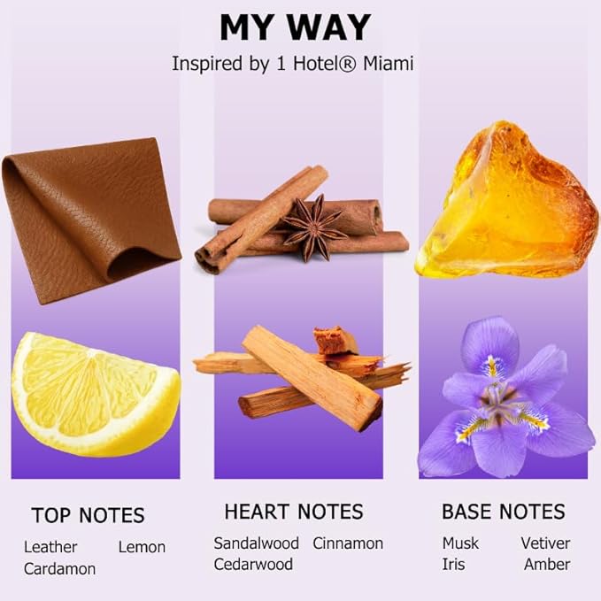 My Way by Aromely Essential Diffuser Oil Blend - Inspired by 1 Hotel® - Luxurious Fragrance with Notes of Leather, Cardamon, Lemon, Cedarwood, Iris and Amber. (120 ML, My Way)