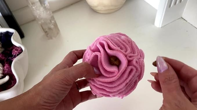 Puppy and Small Breed Snuffle Interactive Foraging Dog Puzzle Ball Toy Pink-Mewly Pet