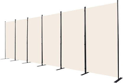 Room Divider, 6 Panel Folding Privacy Screens with Wider Support Feet, 6 Ft Portable Room Partition for Room Separator, 204" W X 71" H, Beige